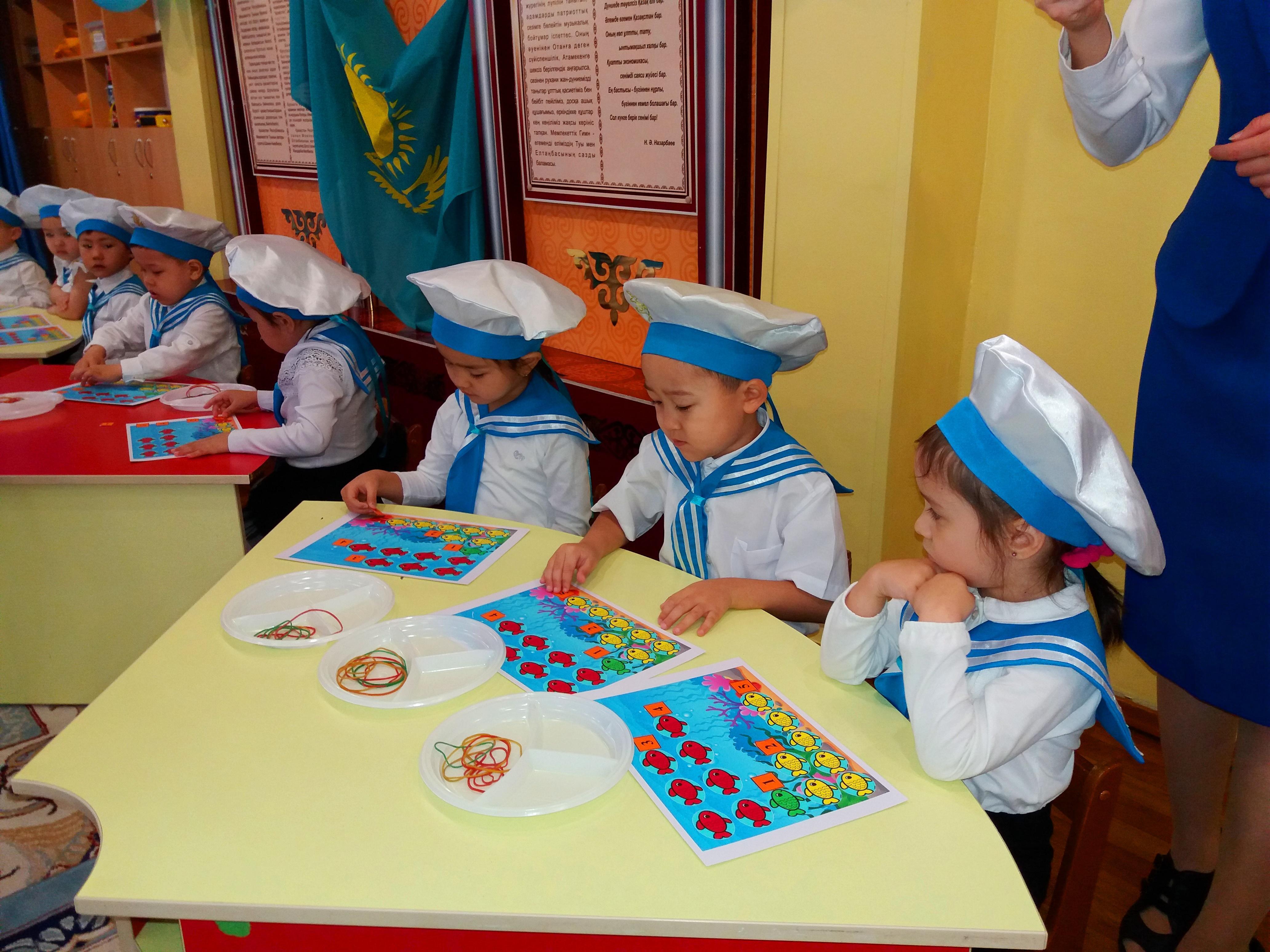 Бостандық аудан тәрбиешілеріне ұйымдастырылған ашық оқу қызметі (ортаңғы топ бүлдіршіндері).Тақырыбы: "Теңізшілердің көңілді саяхаты"